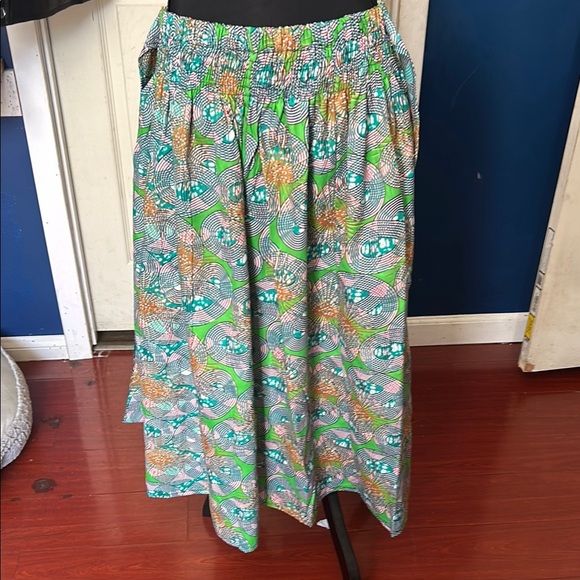 Blue and Yellow Maxi A-Line Pleated Skirt - Picture 1 of 5